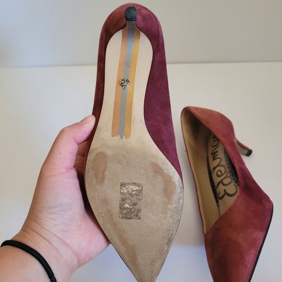 Gorgeous Sam Edelman Women's Heels Wine Purple Size 5.5 Upper Leather - Picture 3 of 6